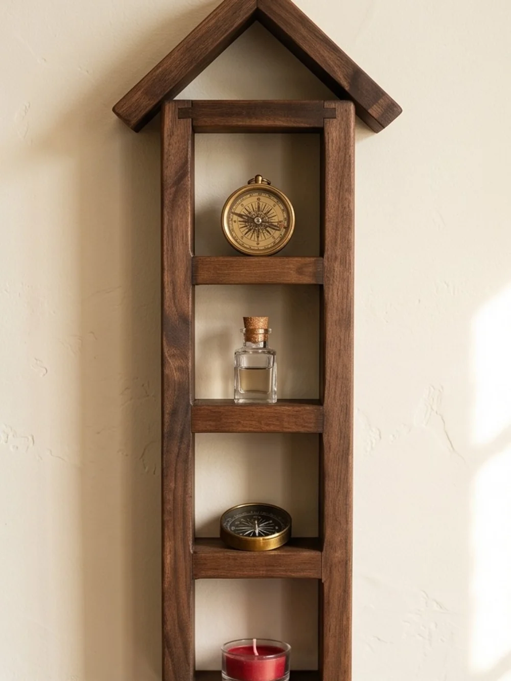Rustic Brown Wood Wall Shelf Decor